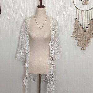 $155 NEW XCVI white silk lace cover up S swimsuit beach bohemian Burning Man
